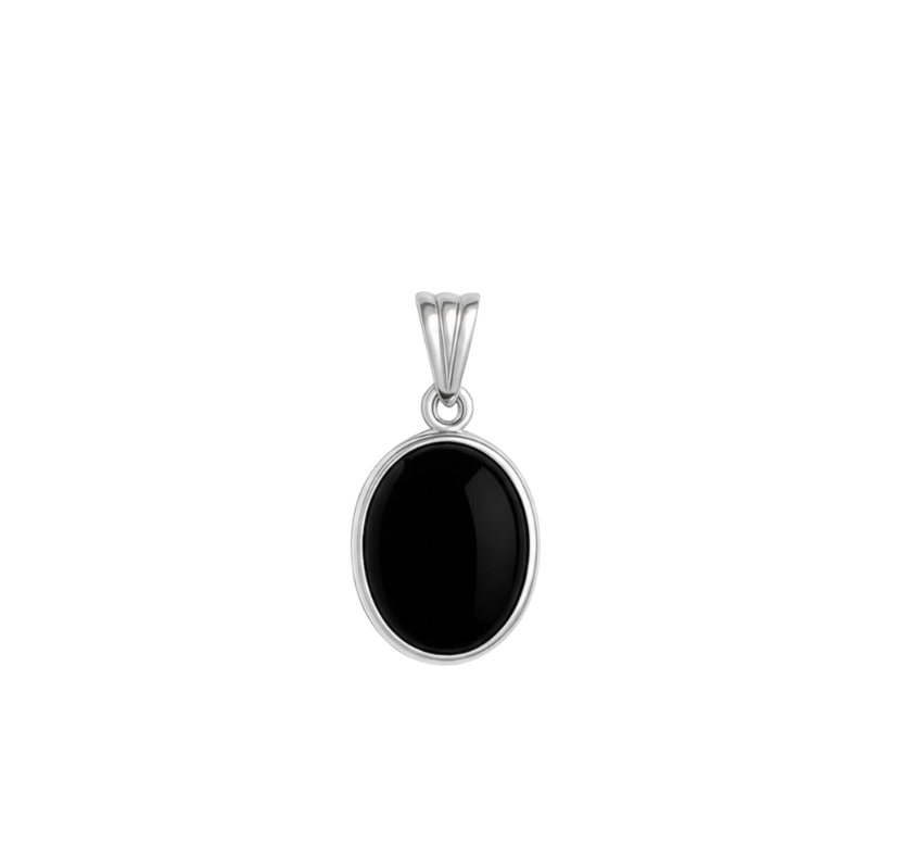 Black Onyx Oval Pendant - ARTSY SILVER