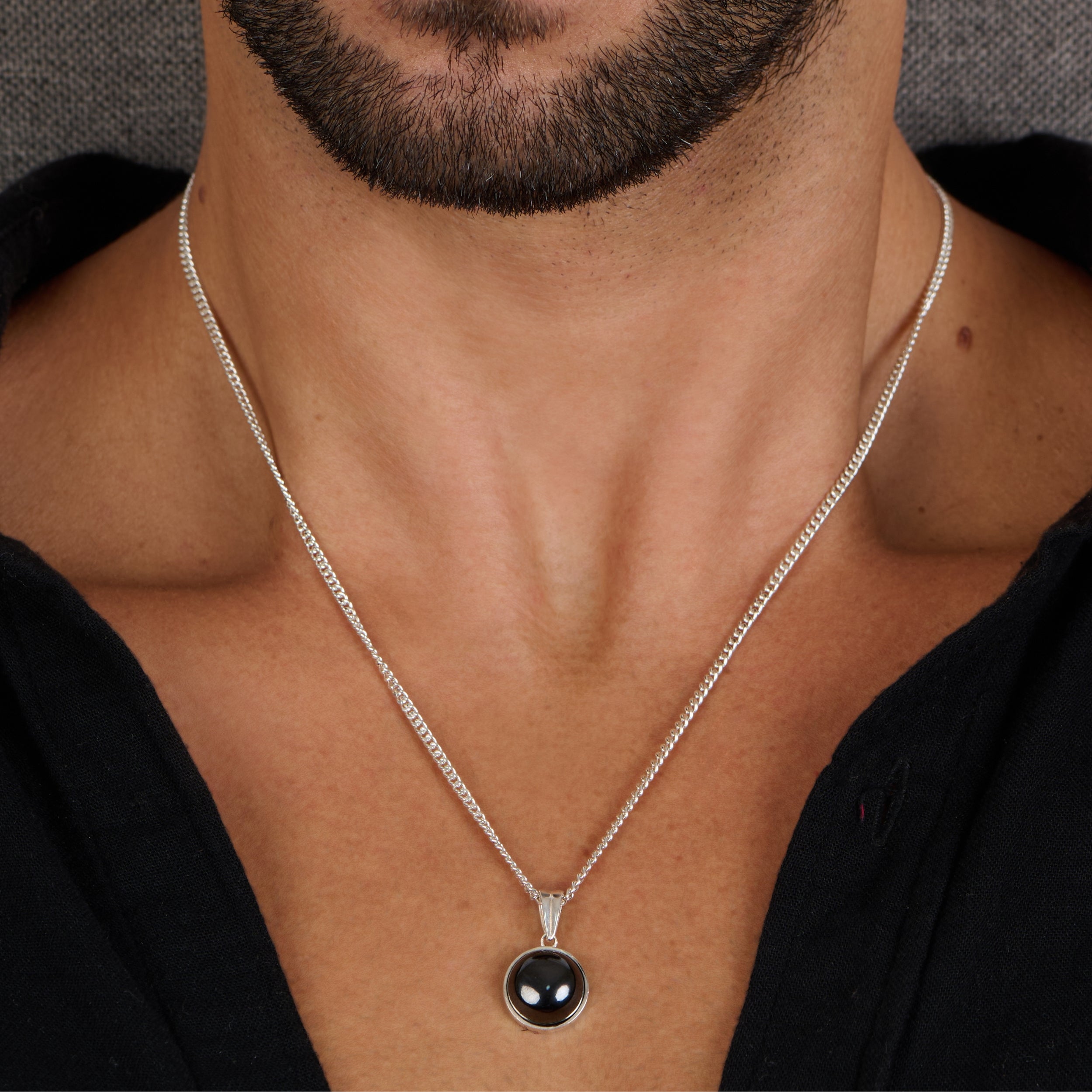Black Round Men Pendant