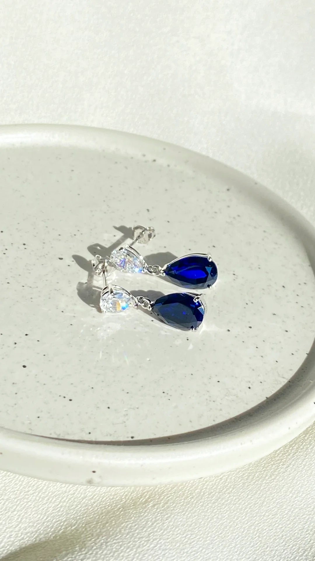 Blue Sapphire Double Pear Drop Earrings