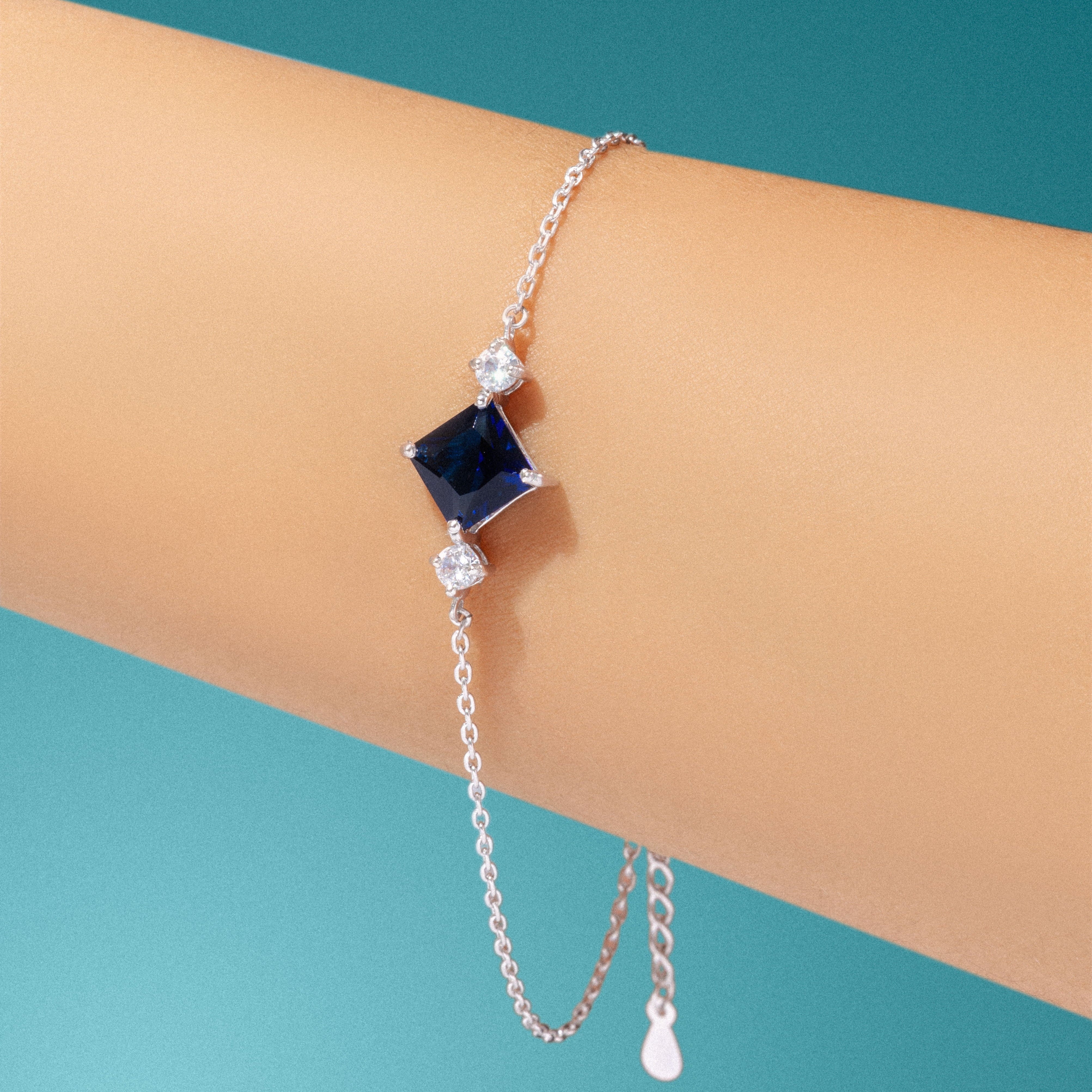 Blue sapphire stone bracelet - ARTSY SILVER