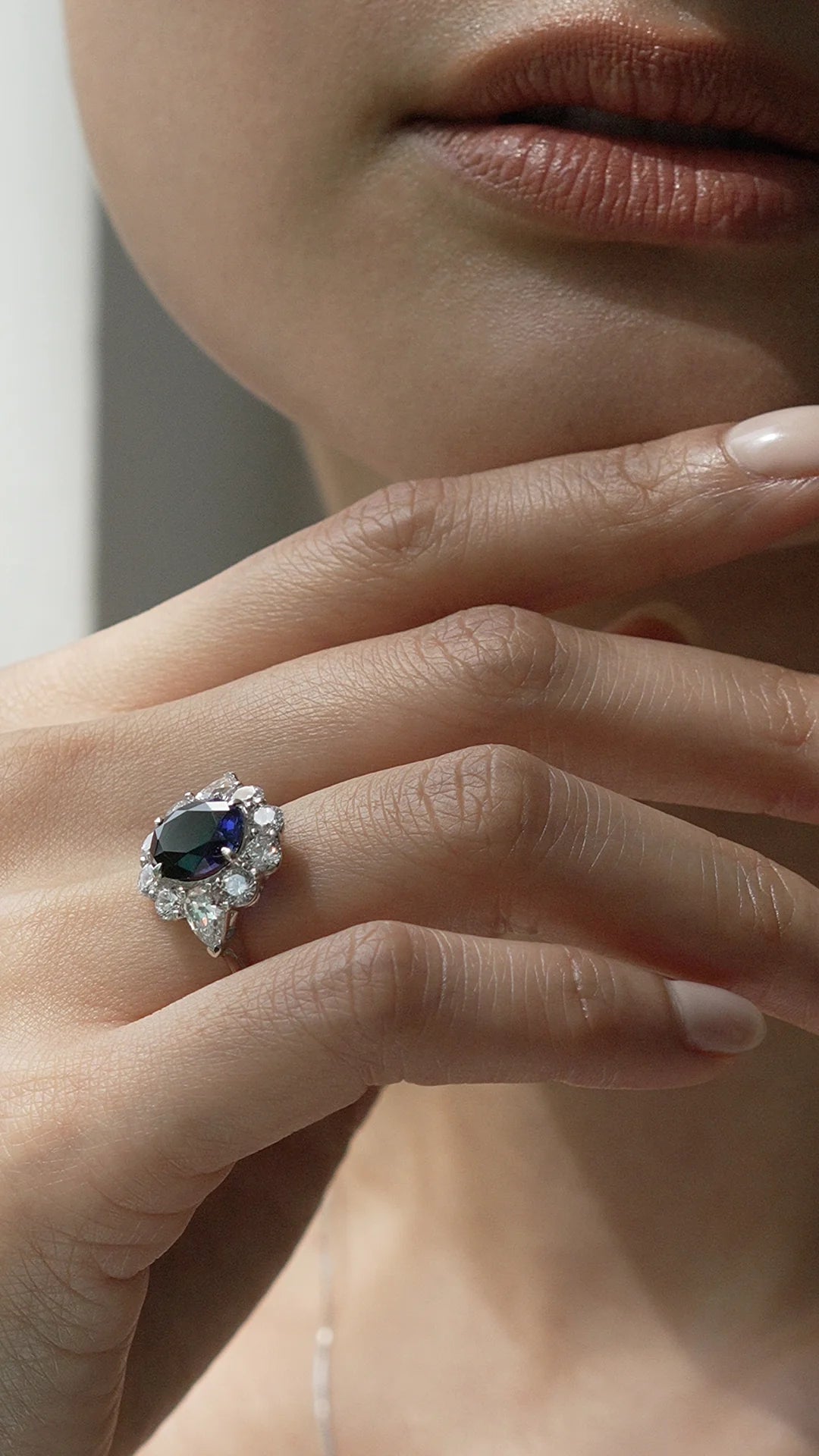 Art Deco Blue Sapphire Ring - ARTSY SILVER