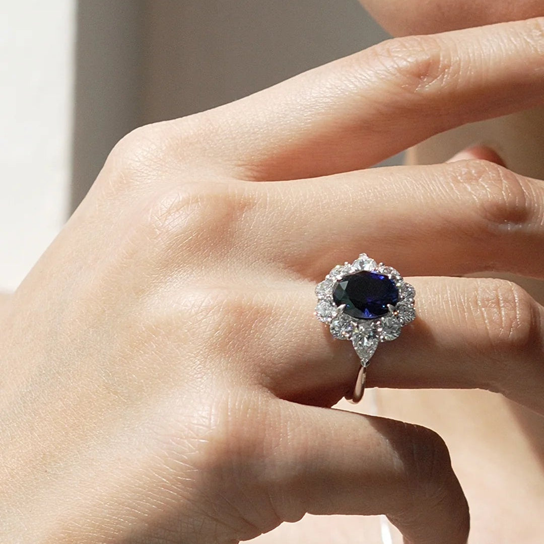 Art Deco Blue Sapphire Ring - ARTSY SILVER