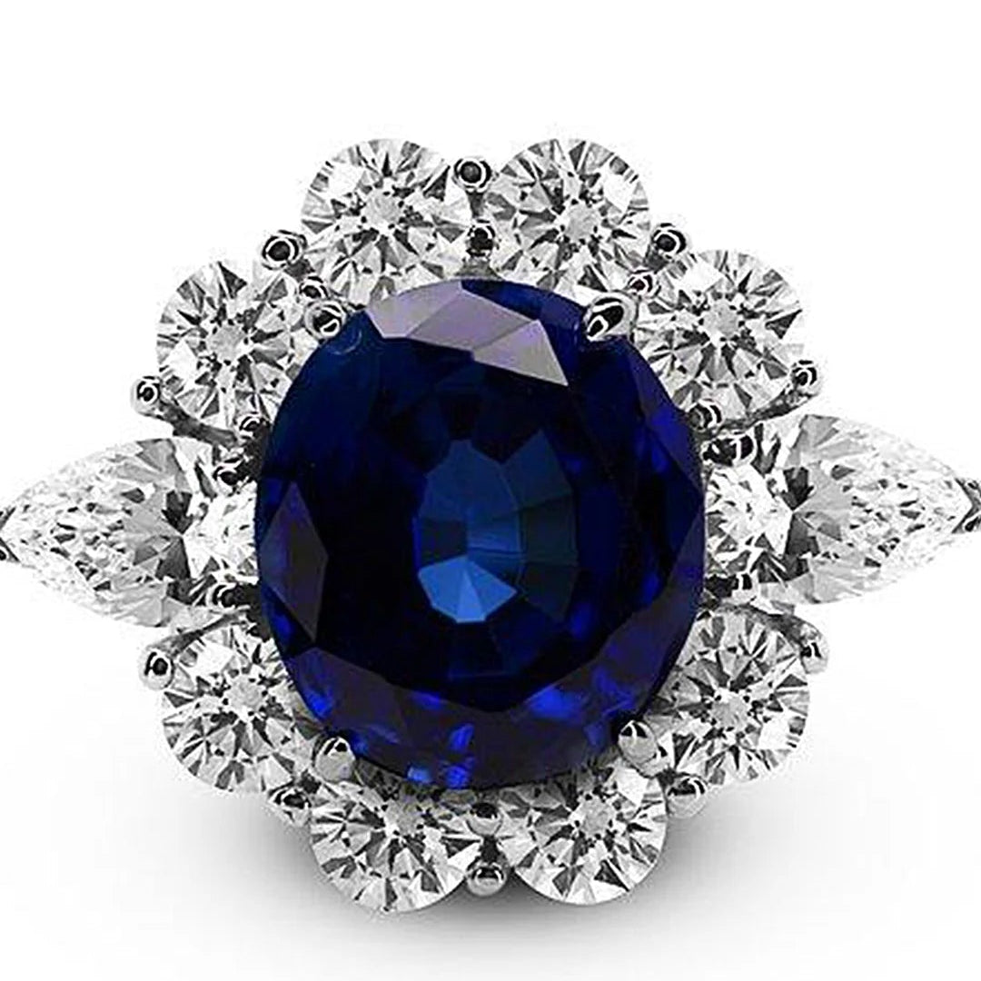 Art Deco Blue Sapphire Ring - ARTSY SILVER