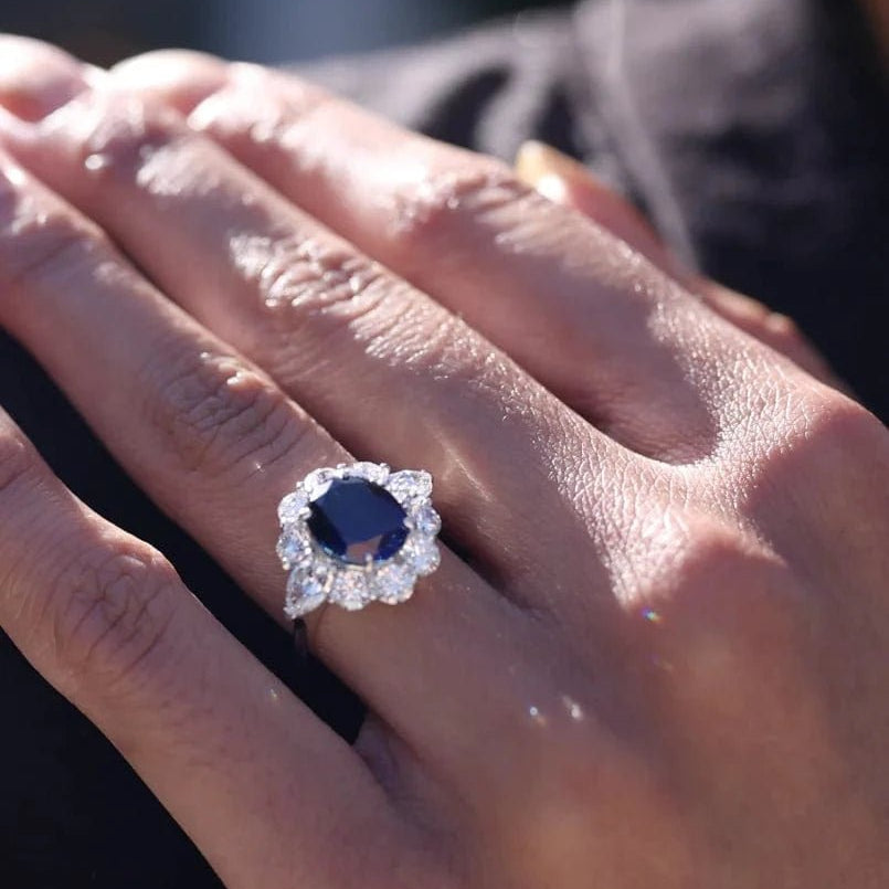 Art Deco Blue Sapphire Ring - ARTSY SILVER