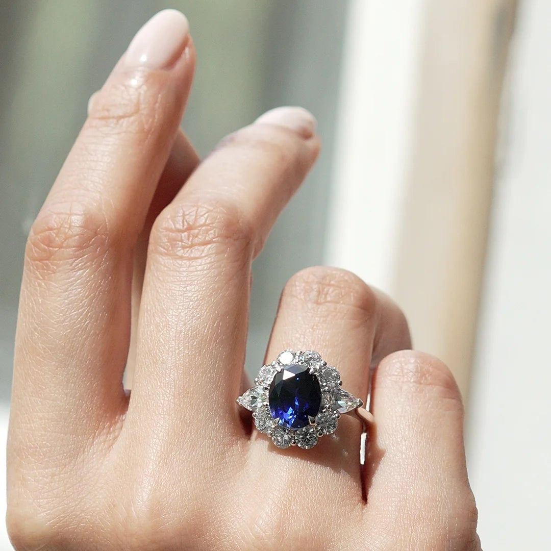 Art Deco Blue Sapphire Ring - ARTSY SILVER