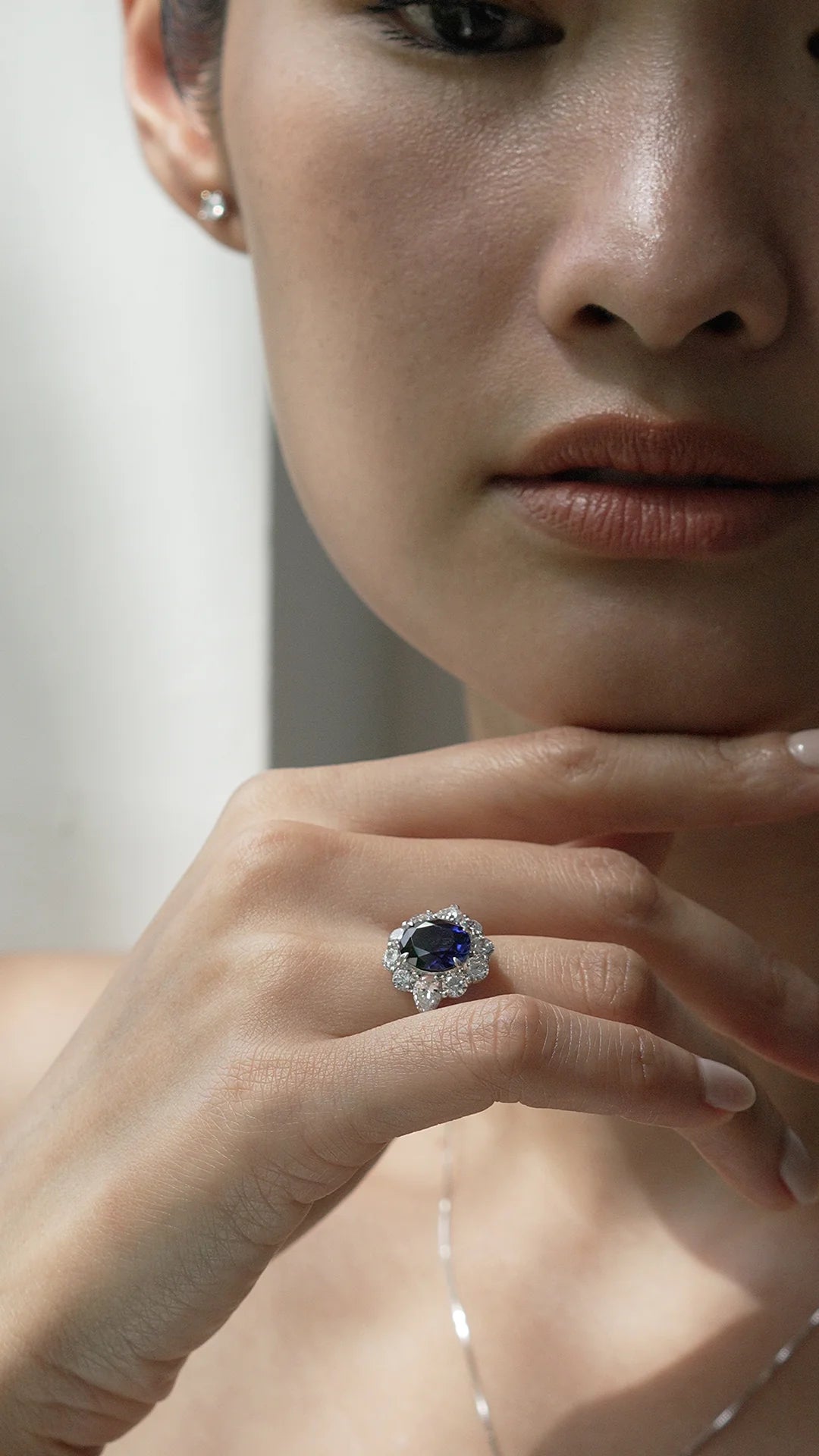 Art Deco Blue Sapphire Ring - ARTSY SILVER