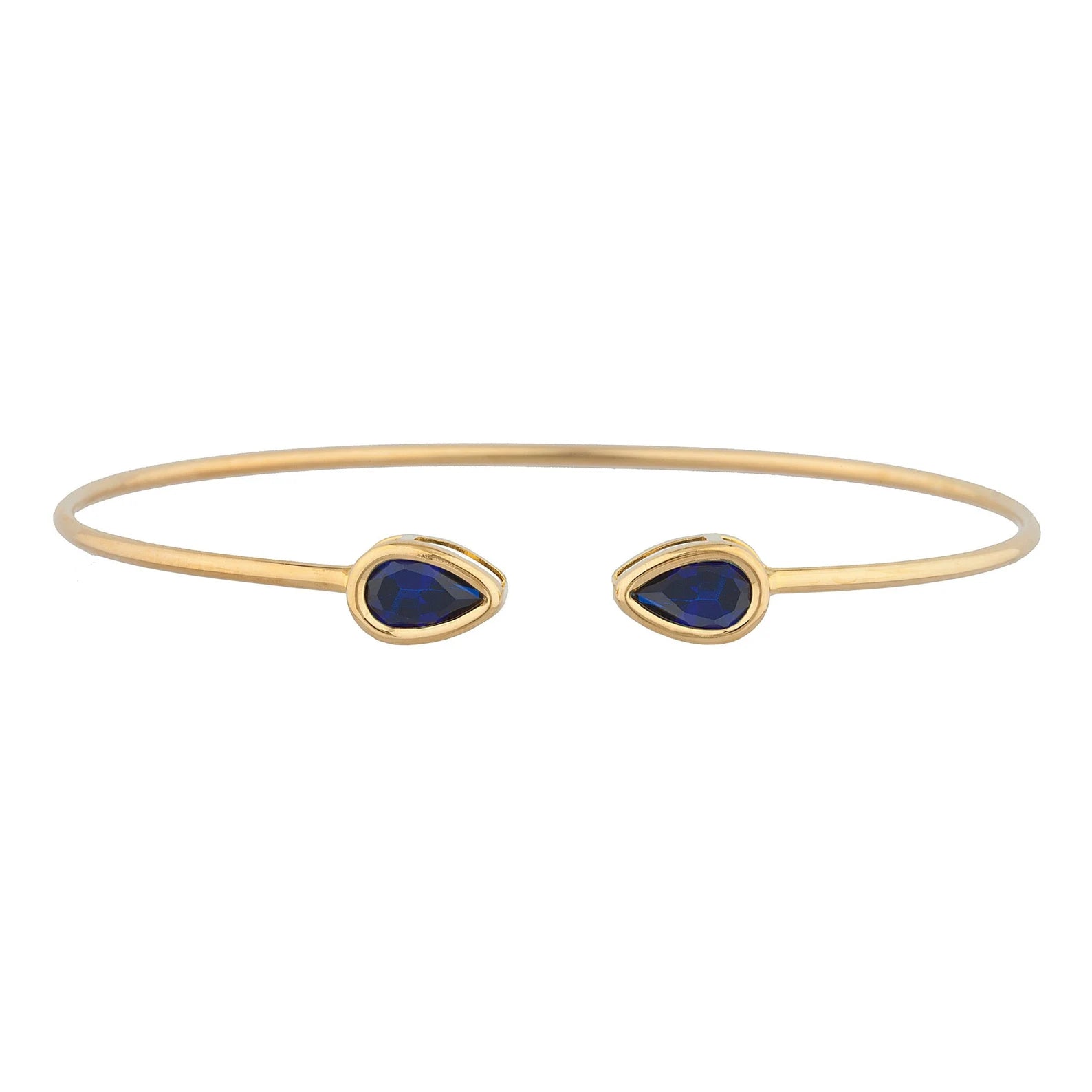 Blue Sapphire Pear Cut Bangle - ARTSY SILVER