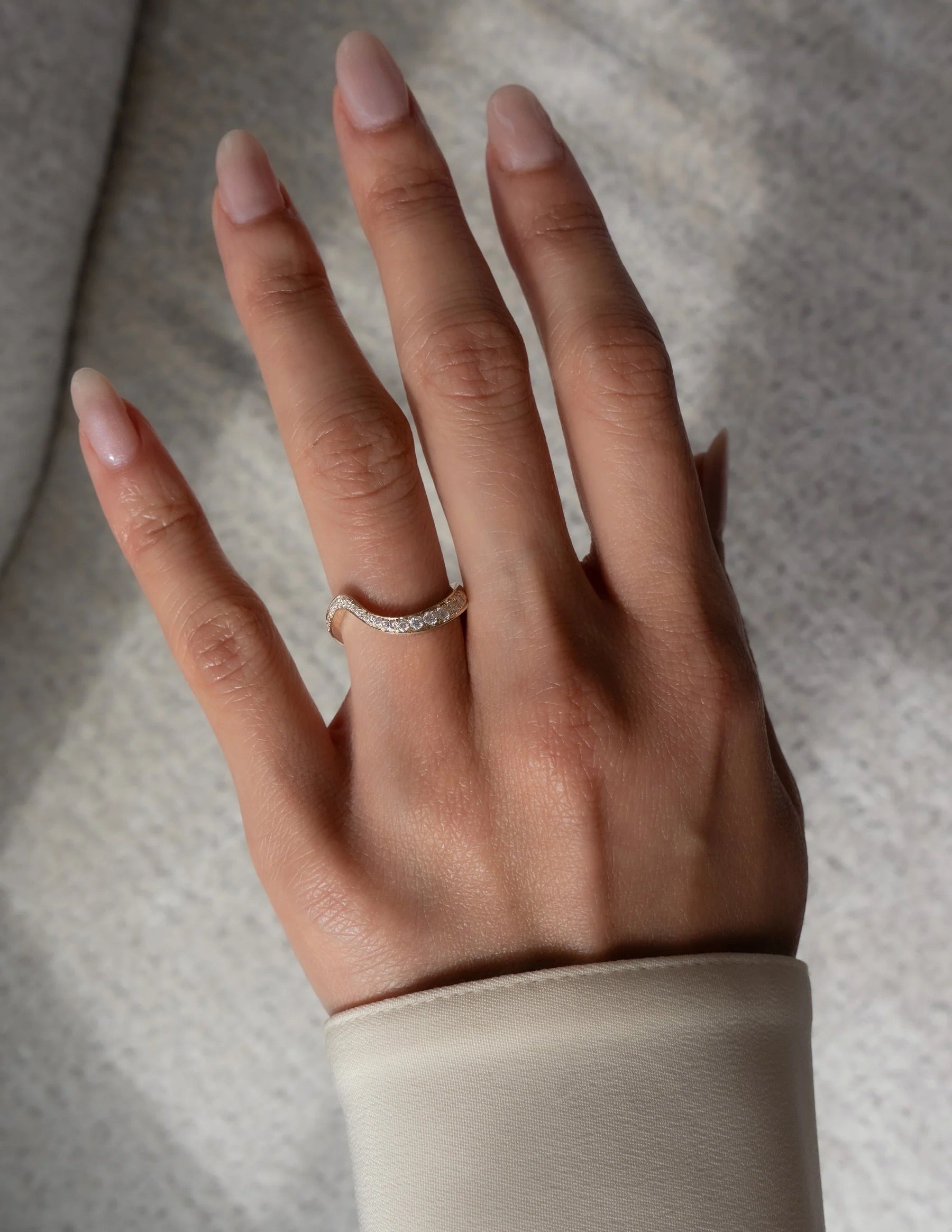 Dome Figure Pave Zircon Ring - ARTSY SILVER