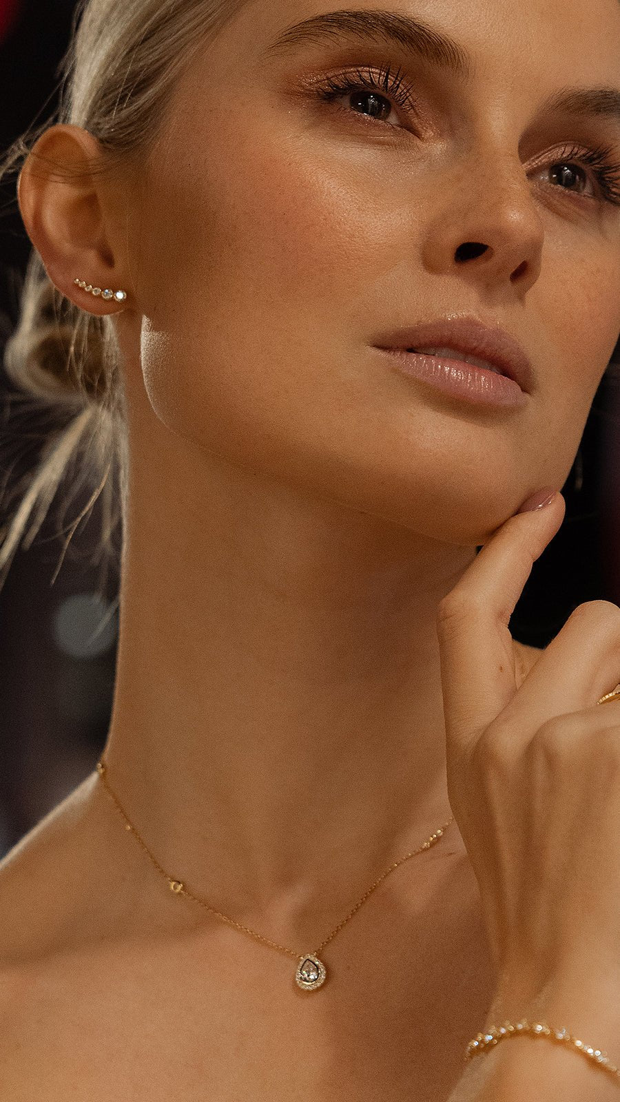 Bubble Zircon Ear Climber - ARTSY SILVER