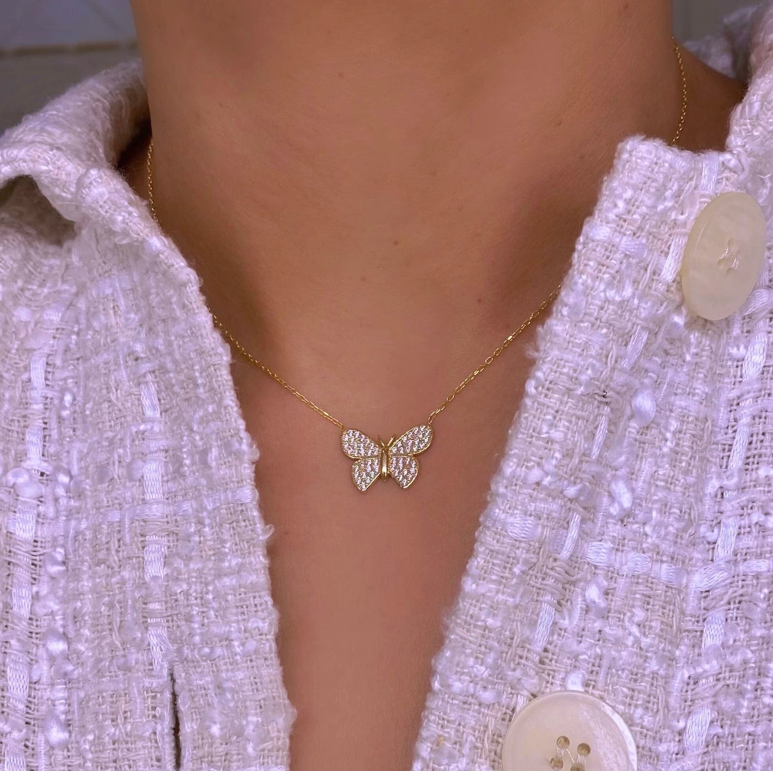 Butterfly Necklace Gold Plating