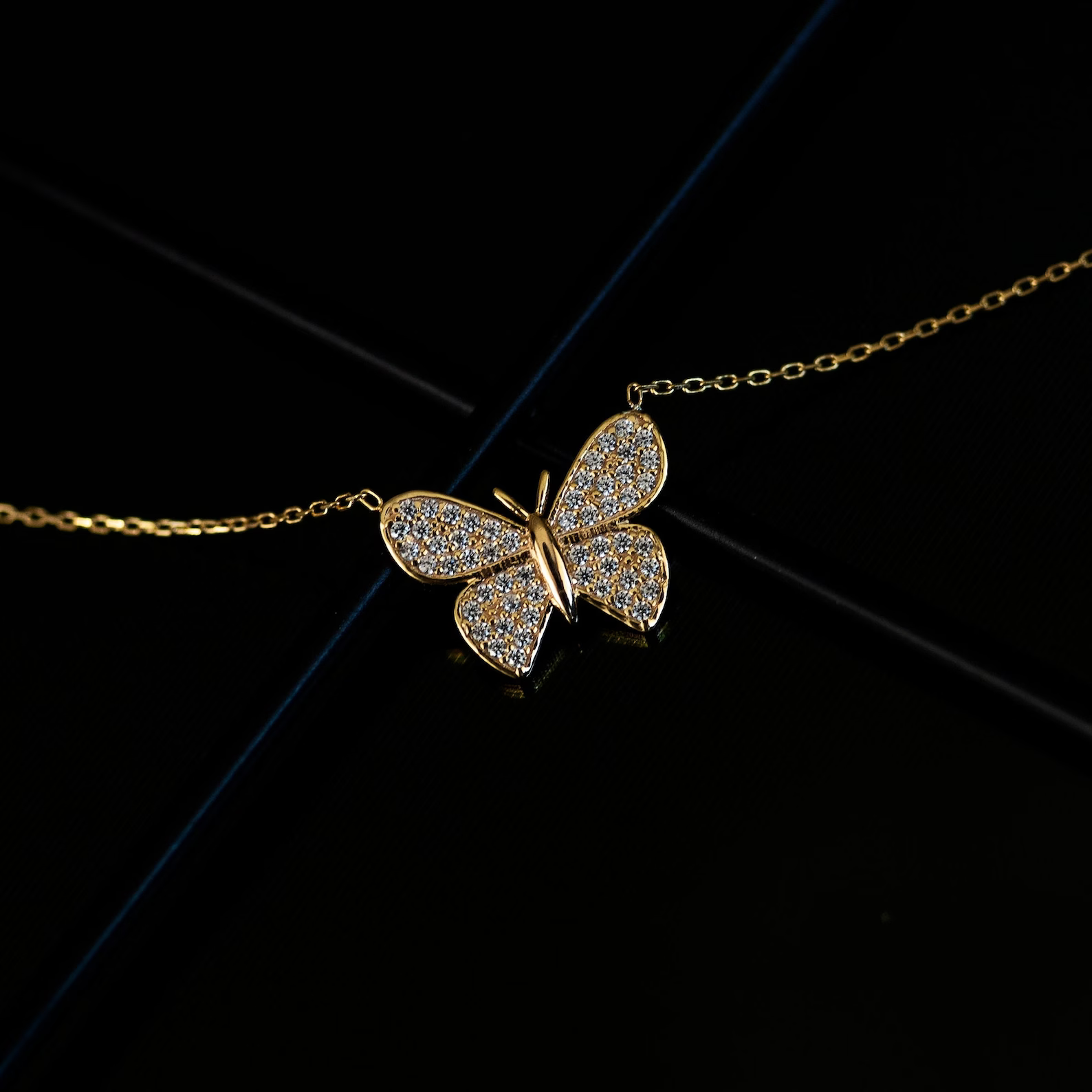 Butterfly Necklace Gold Plating