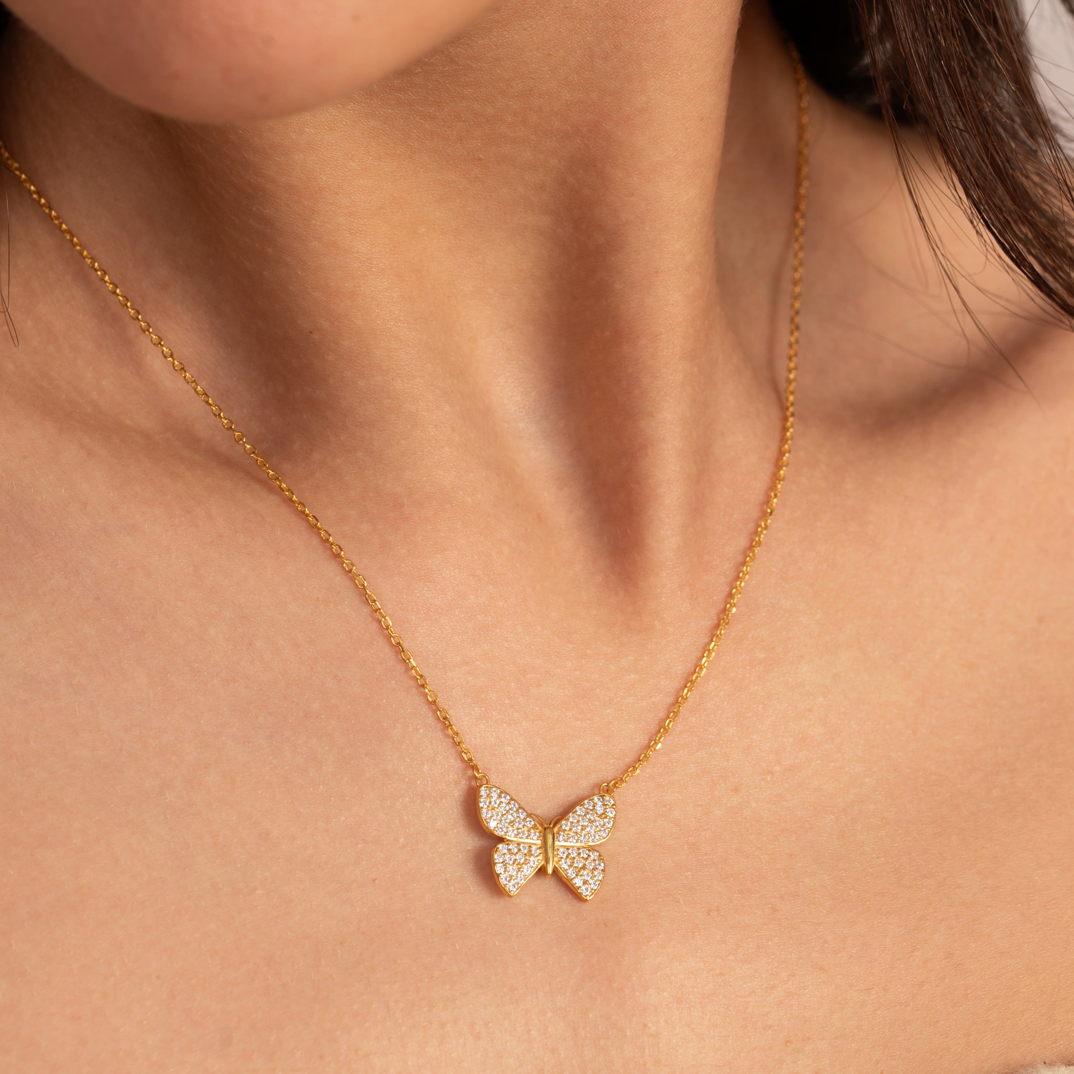 Butterfly Necklace Gold Plating