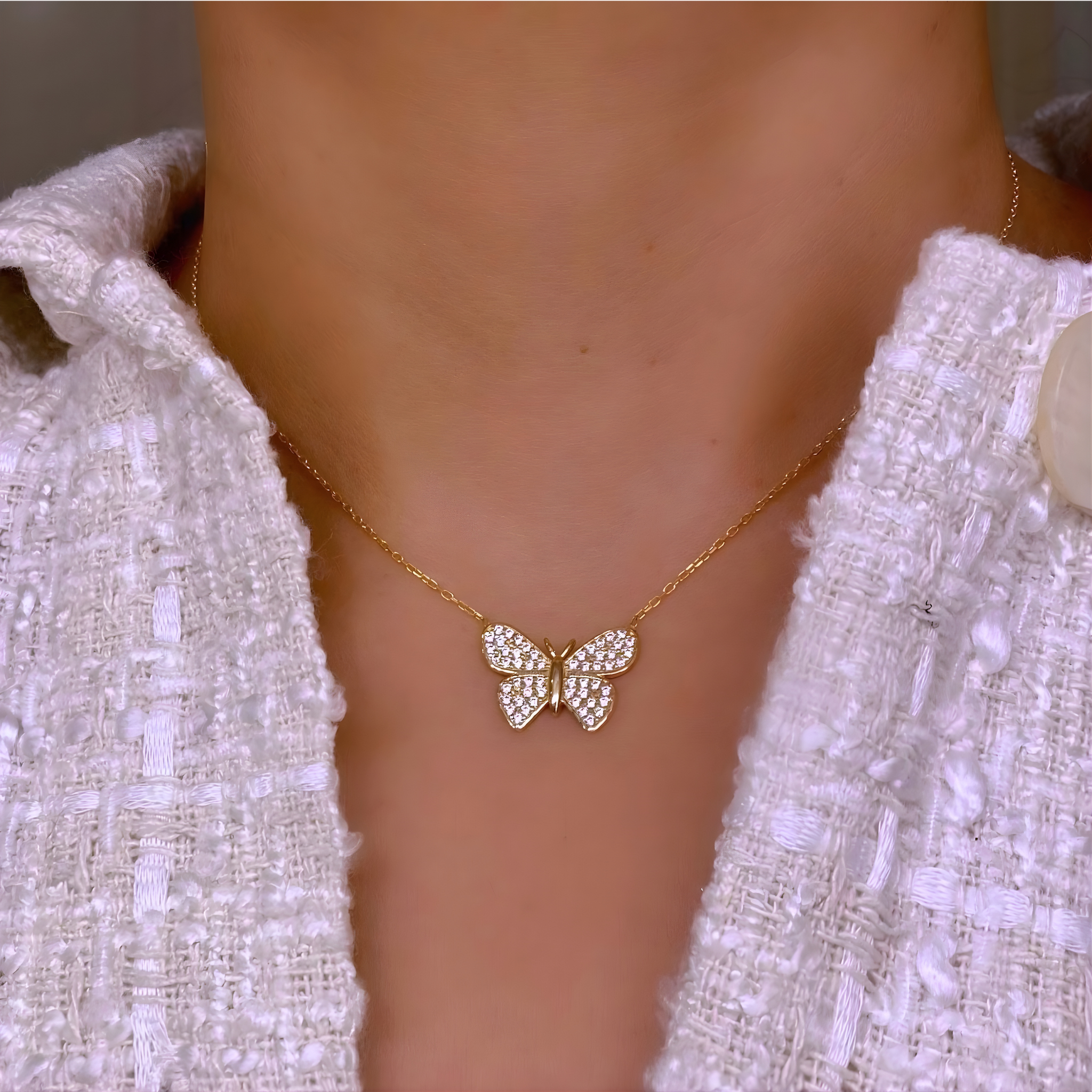 Butterfly Necklace Gold Plating