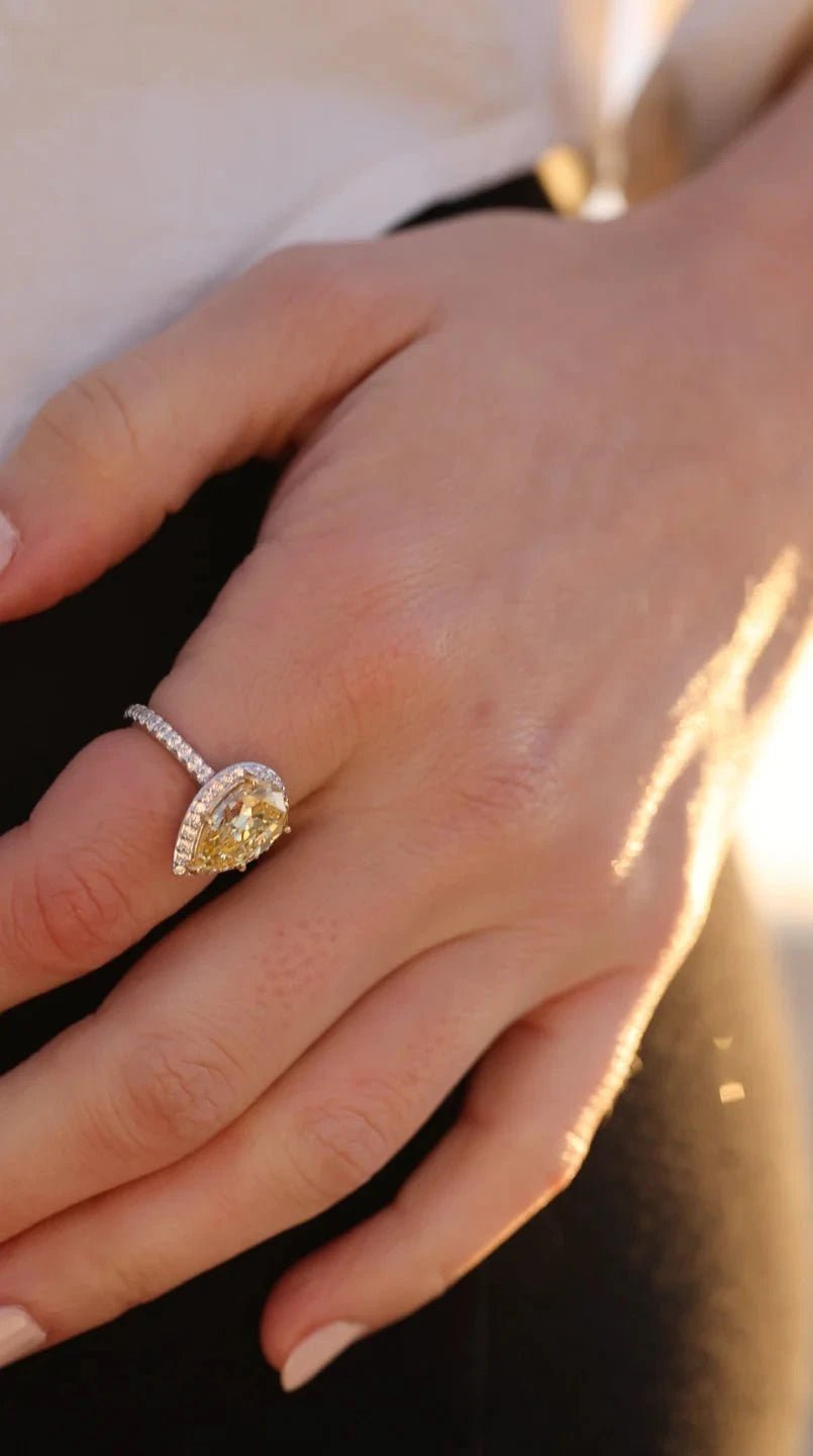 Canary Pear Yellow Zircon Ring - ARTSY SILVER