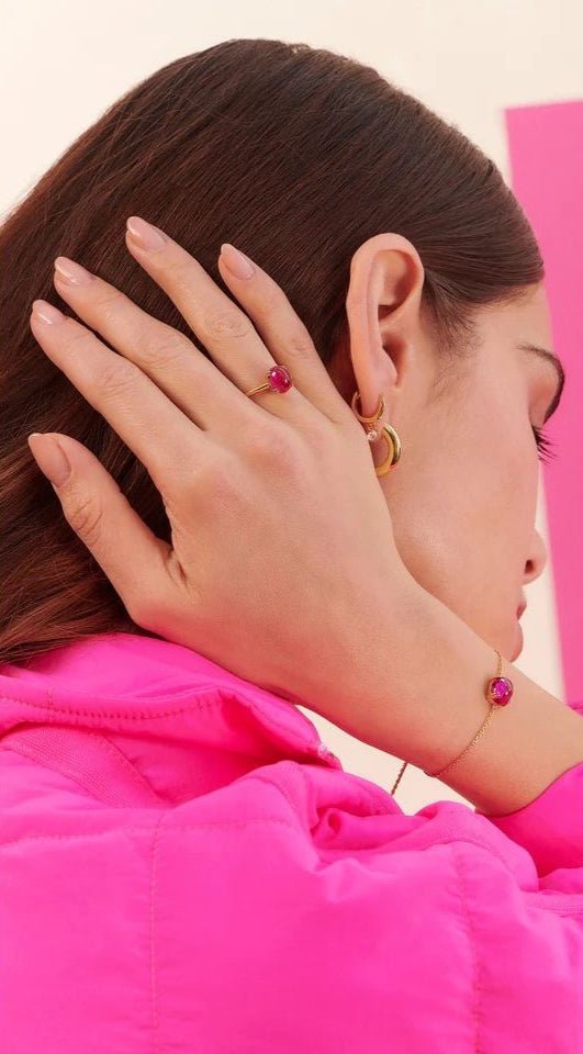 Glossy Ruby Cabochon Ring - ARTSY SILVER