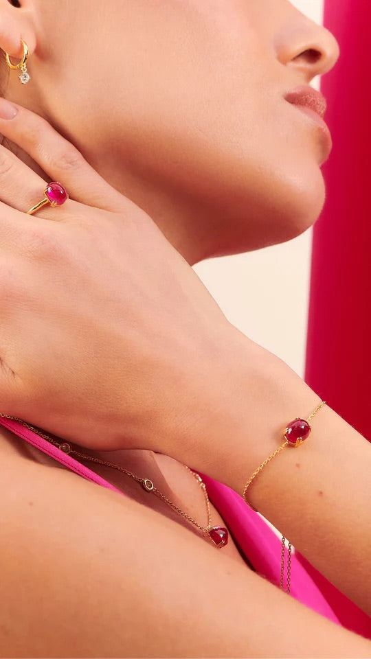 Glossy Cabochon Ruby Bracelet