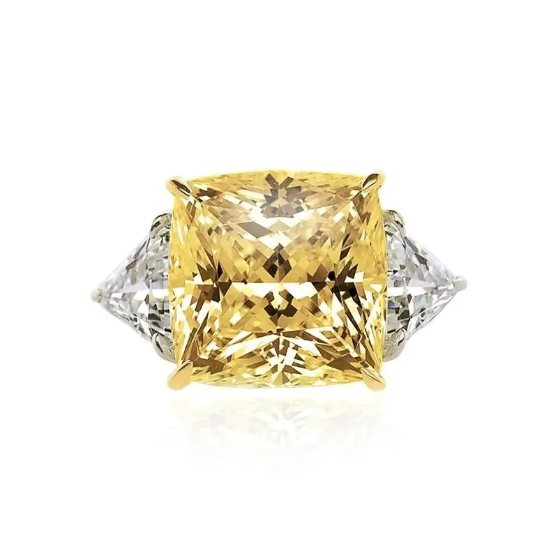Canary Cushion Cut Yellow Zircon Ring - ARTSY SILVER