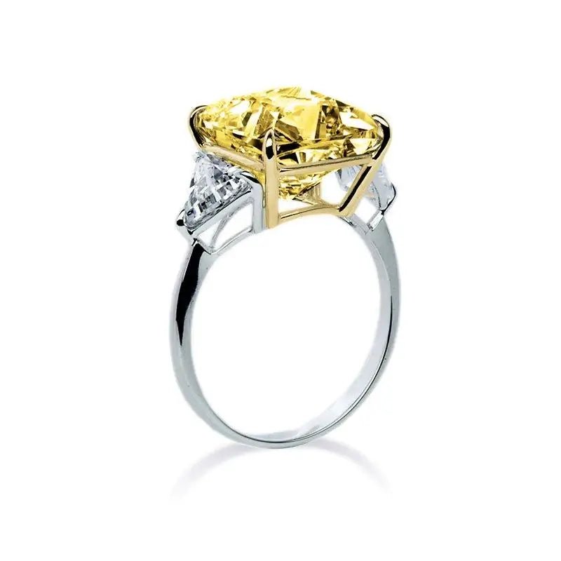 Canary Cushion Cut Yellow Zircon Ring - ARTSY SILVER