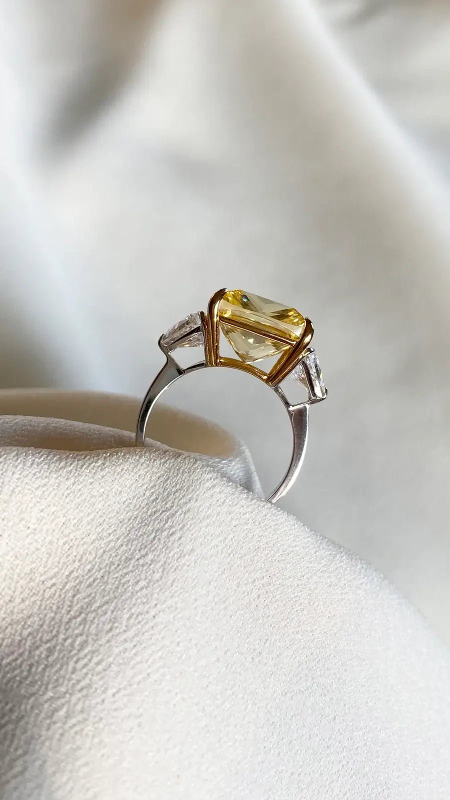 Canary Cushion Cut Yellow Zircon Ring - ARTSY SILVER