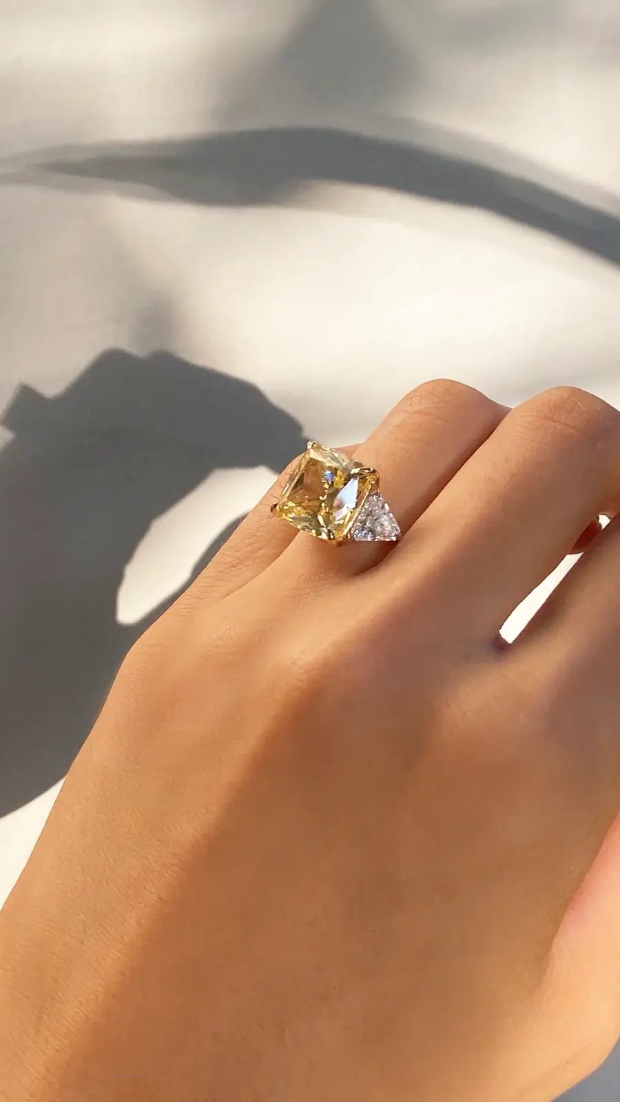 Canary Cushion Cut Yellow Zircon Ring - ARTSY SILVER