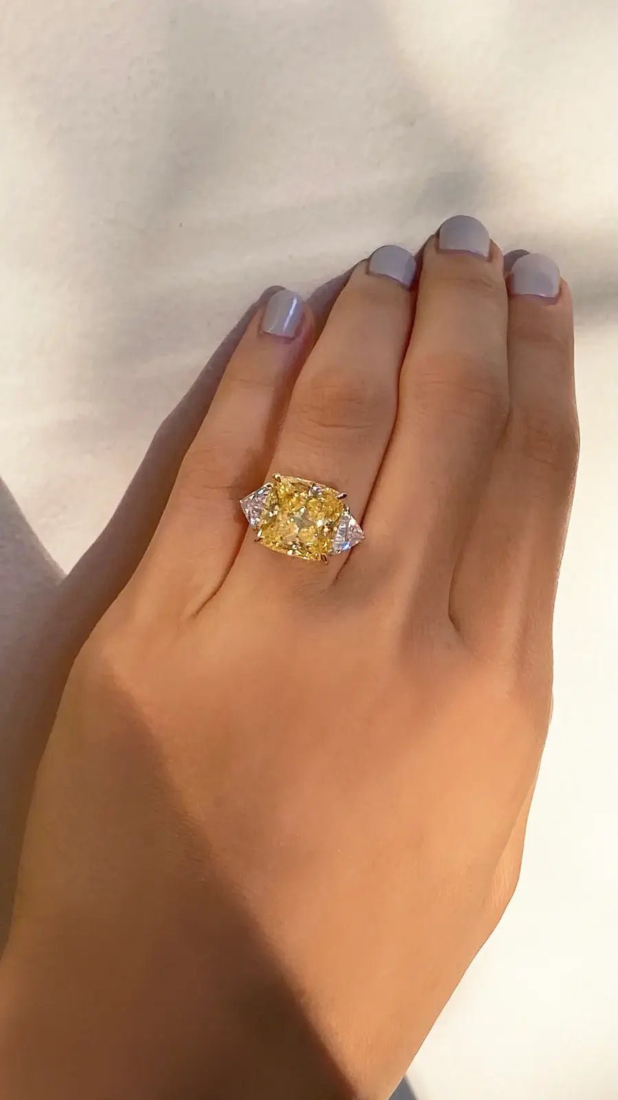Canary Cushion Cut Yellow Zircon Ring - ARTSY SILVER