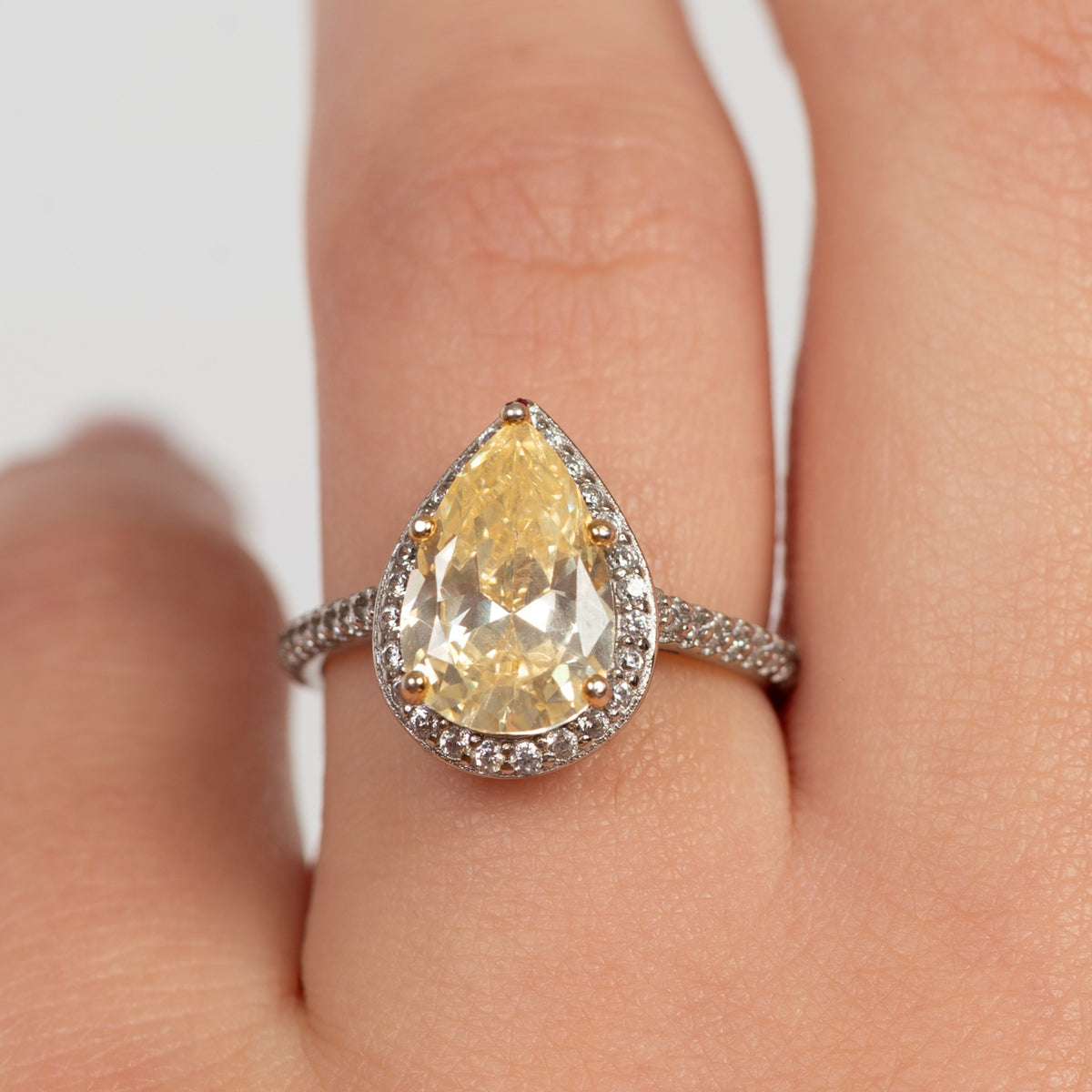 Canary Pear Yellow Zircon Ring
