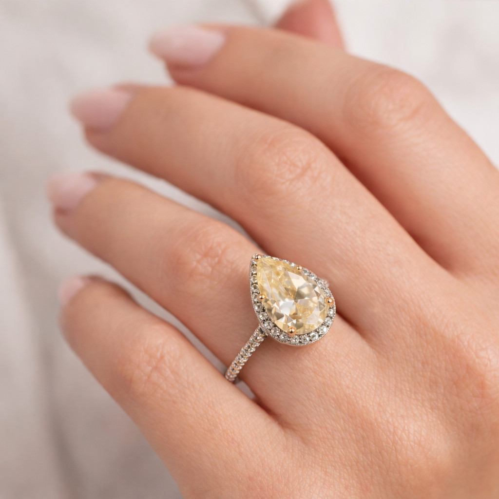 Canary Pear Yellow Zircon Ring