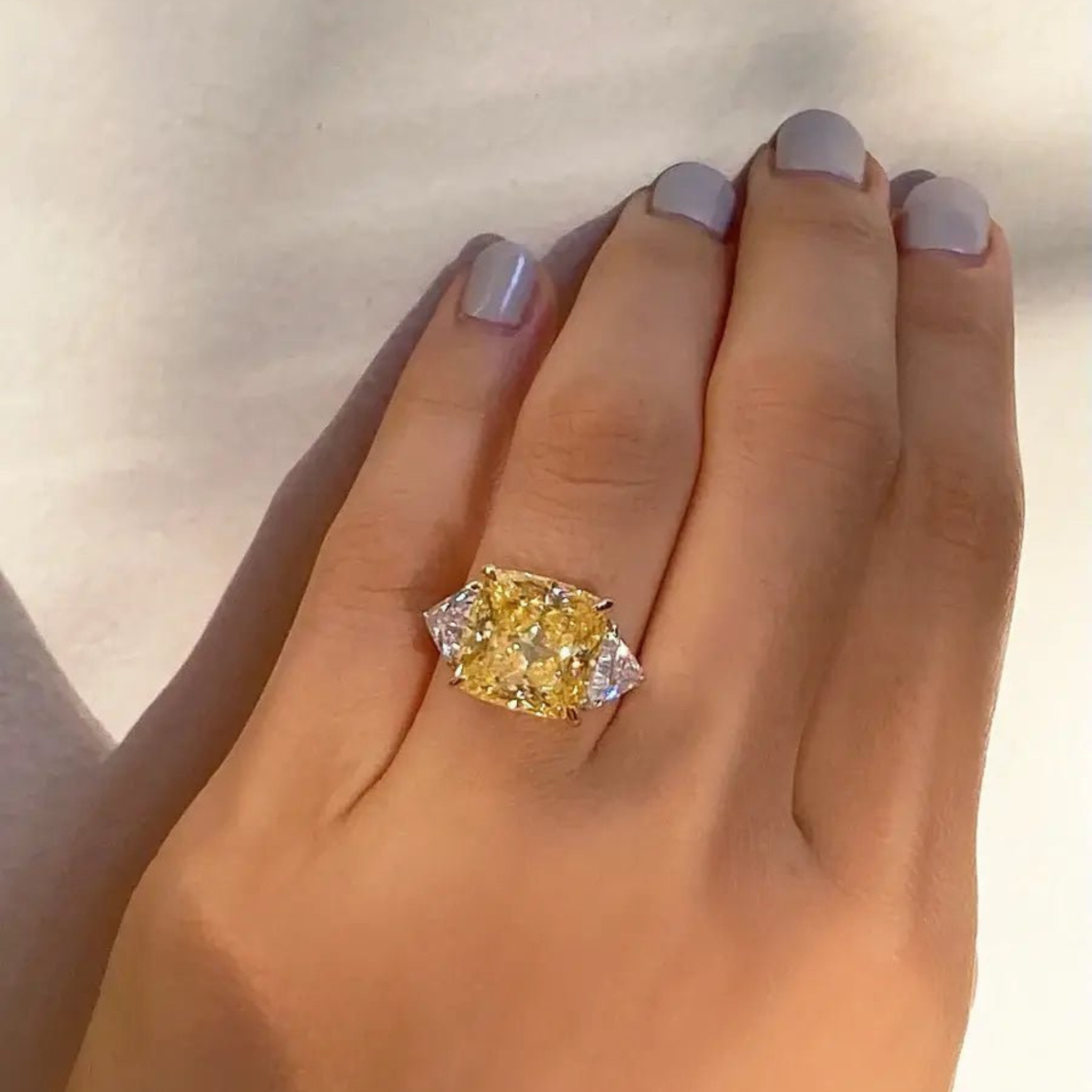 Canary Cushion Cut Yellow Zircon Ring