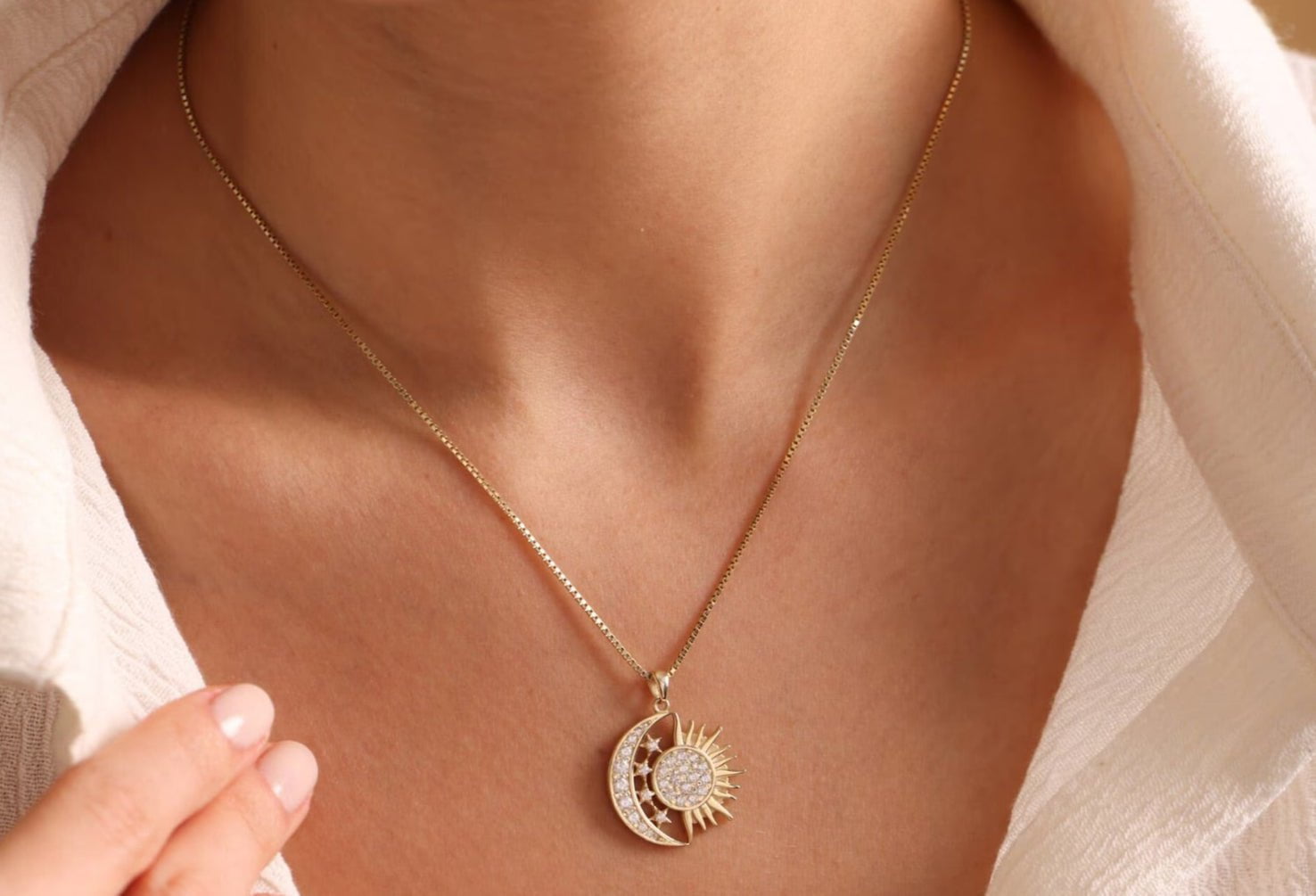 Celestial Sun Moon Necklace - ARTSY SILVER