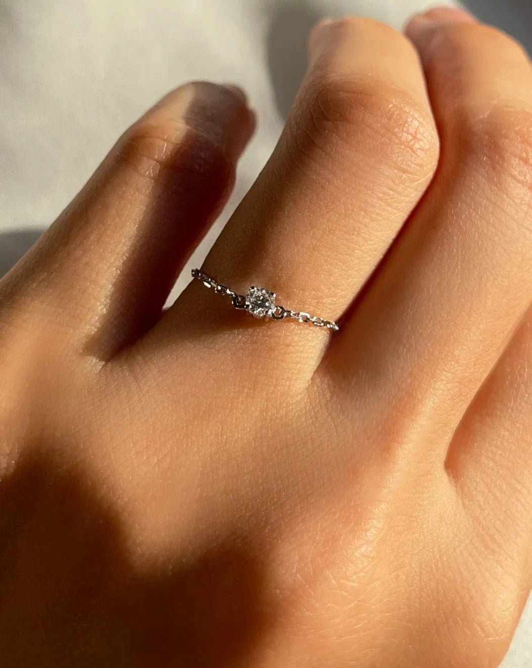 Chain Zircon Stone Ring - ARTSY SILVER