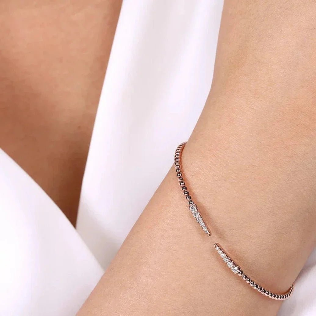 Charmed Arrow Beaded Zircon Bangle - ARTSY SILVER