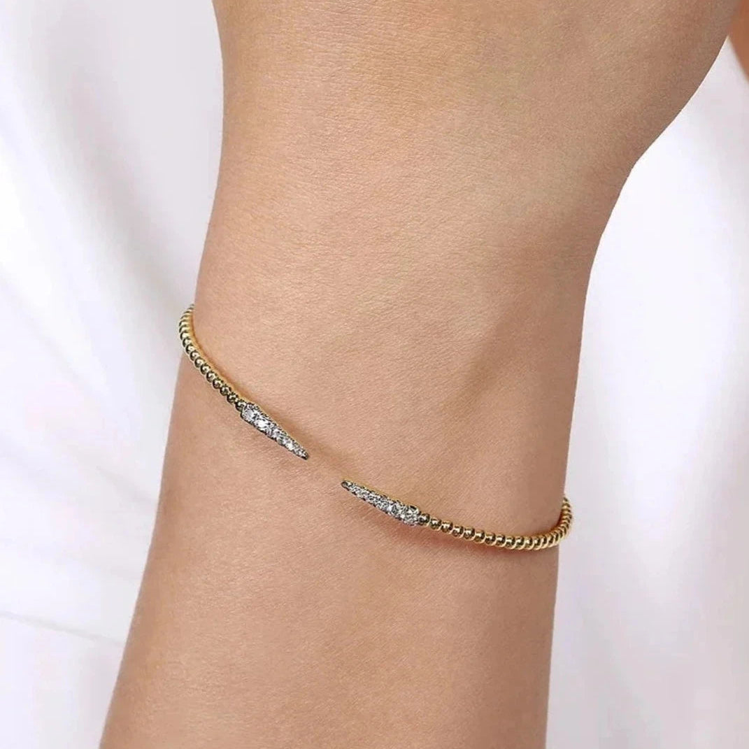Charmed Arrow Beaded Zircon Bangle - ARTSY SILVER