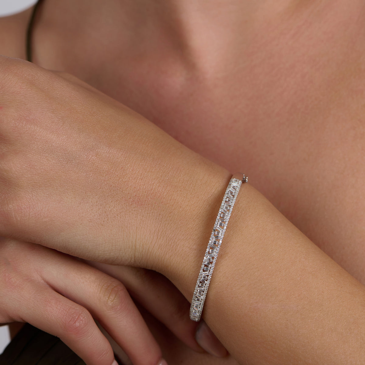 White Baguette Bracelet 925 Sterling Silver - Woman's I ARTSY SILVER