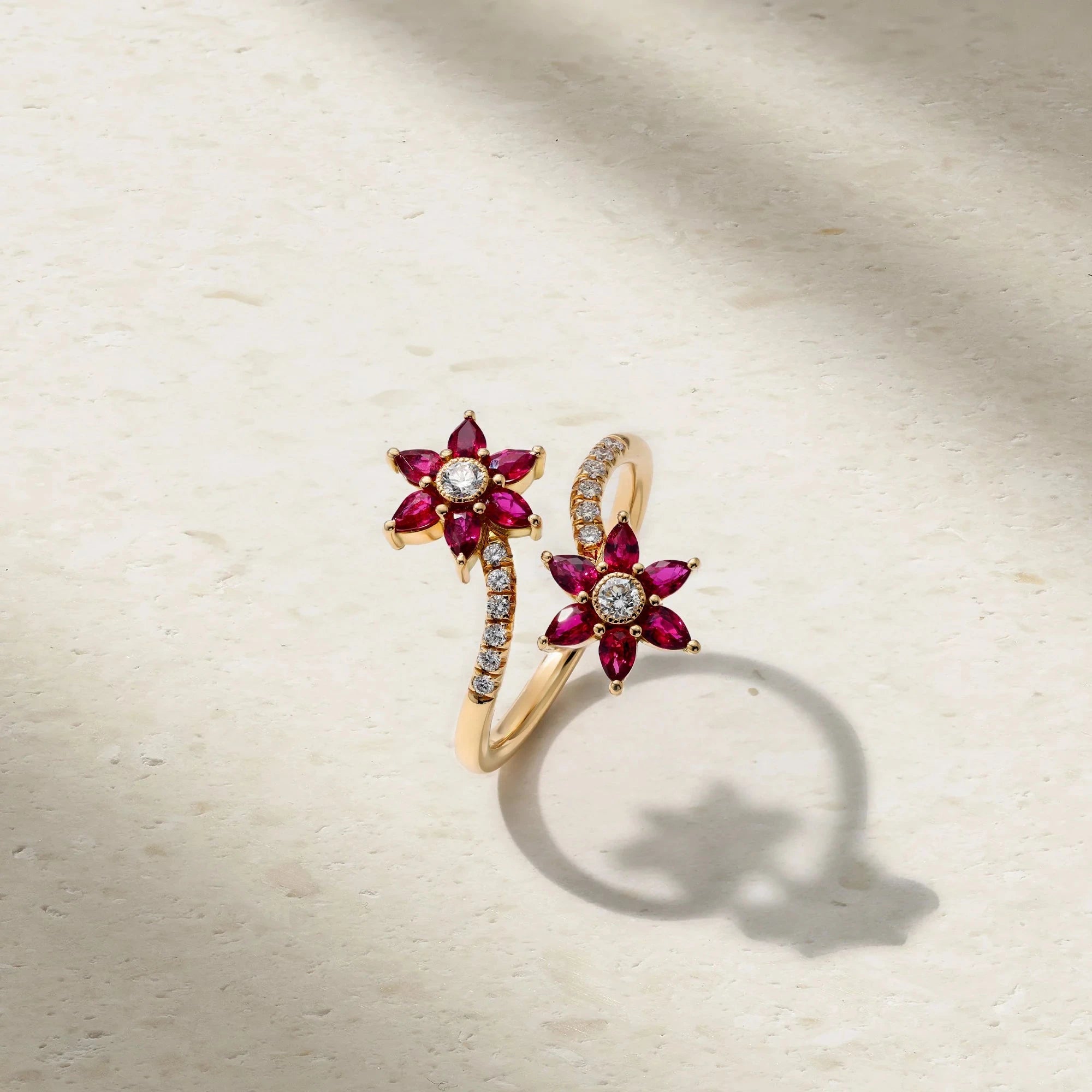 Daffodil Garden Ruby Ring - ARTSY SILVER