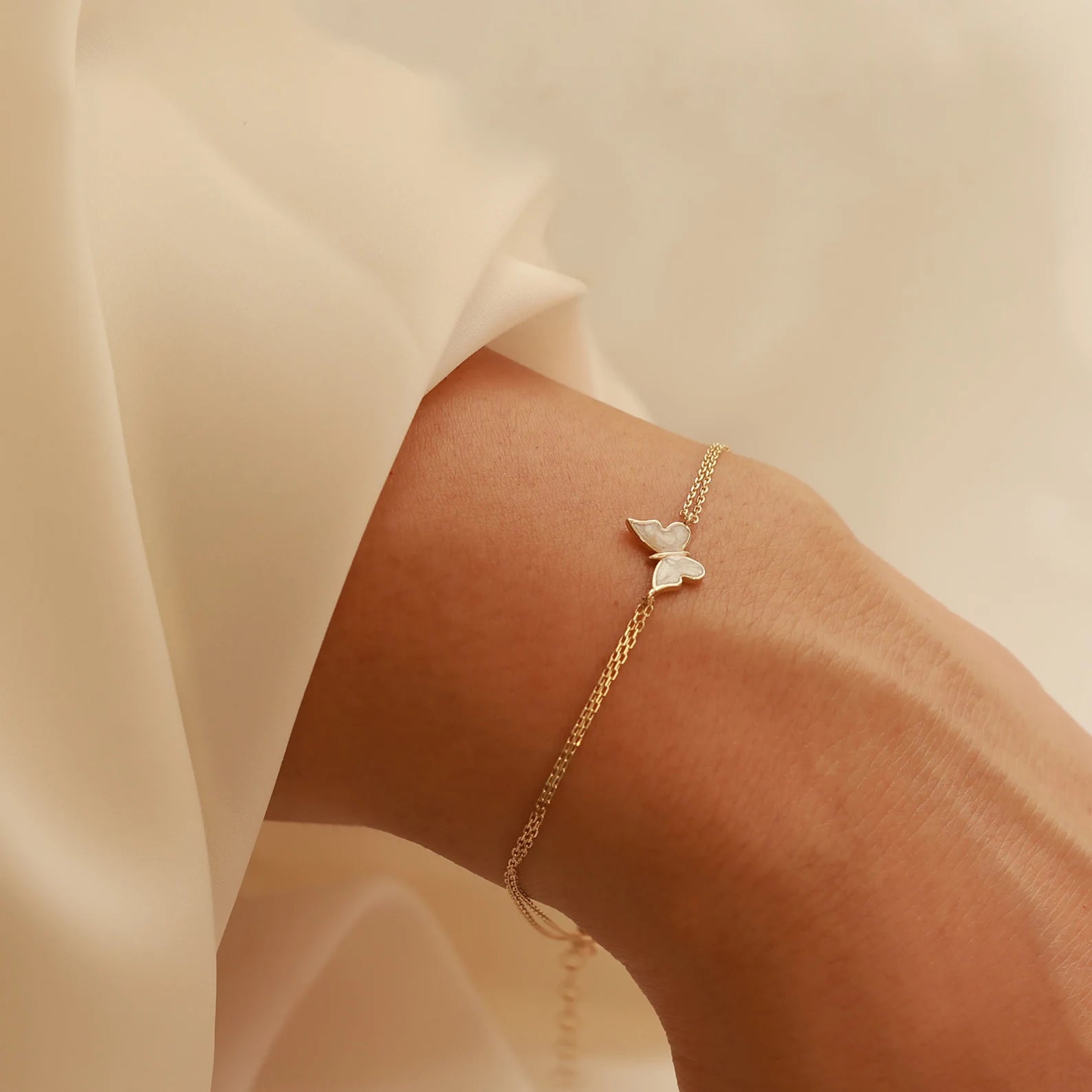 White Enamel Butterfly Full Set - ARTSY SILVER
