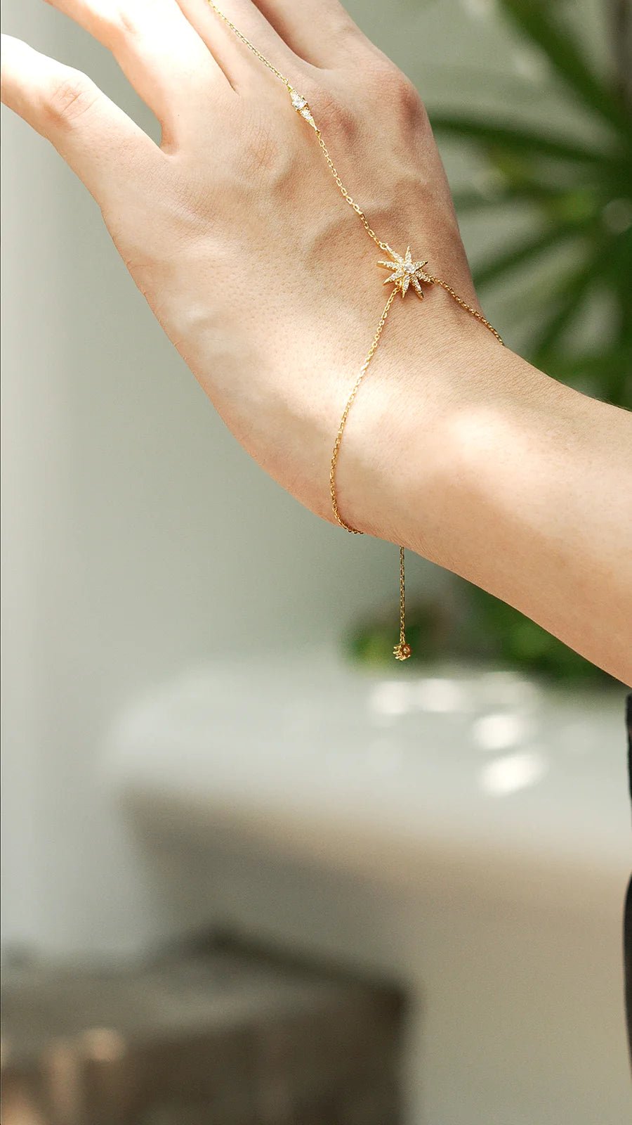 Dazzle Diva Gold Plated Hand Bracelet - ARTSY SILVER