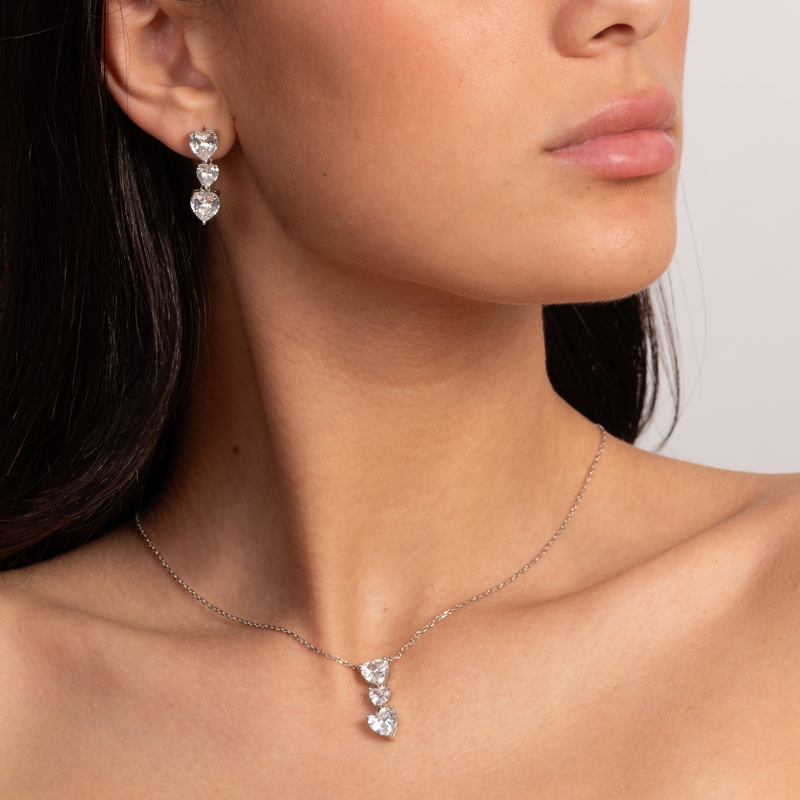 Deeply In Love Heart Zircon Necklace & Earring Set