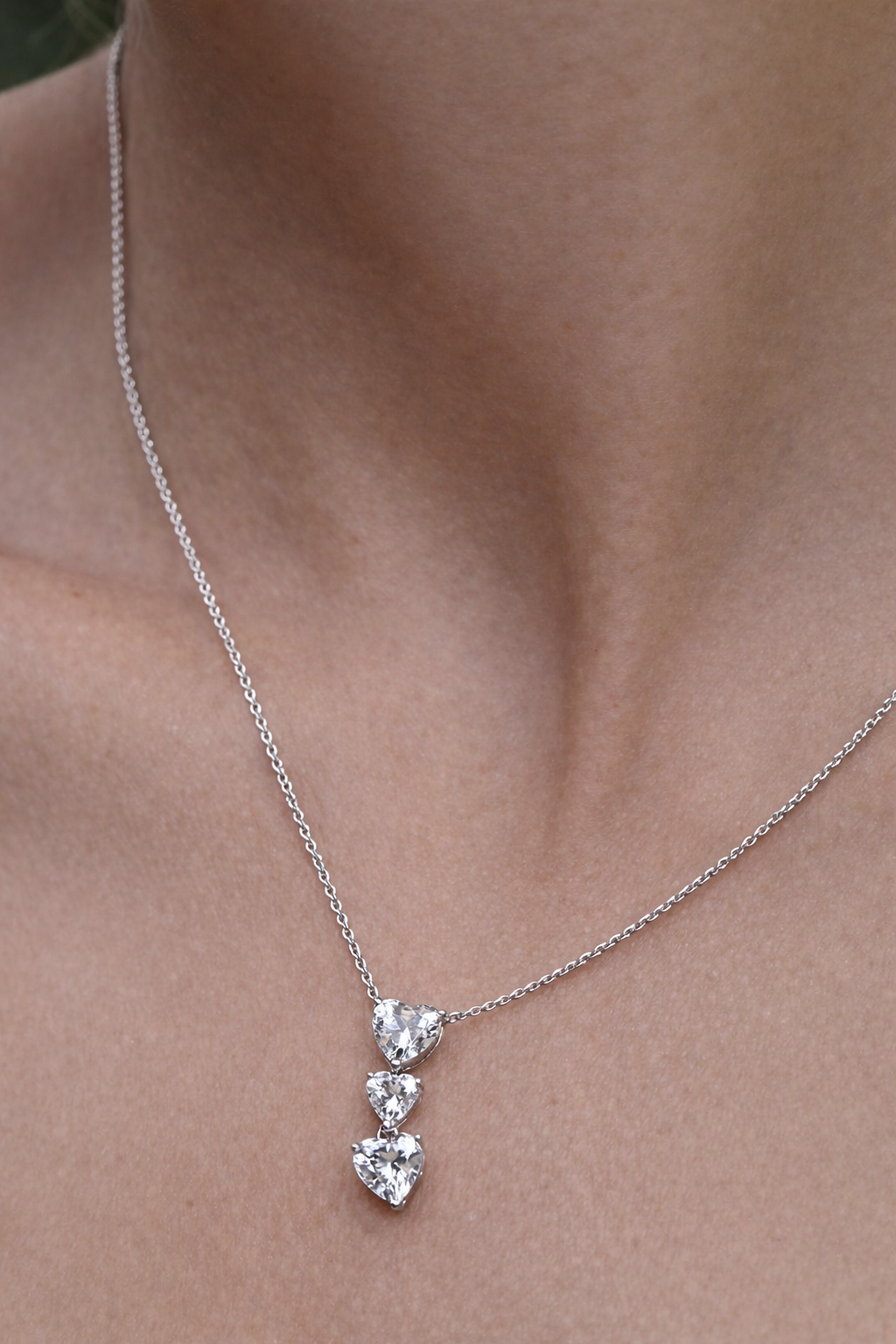 Deeply In Love Heart Zircon Necklace - ARTSY SILVER