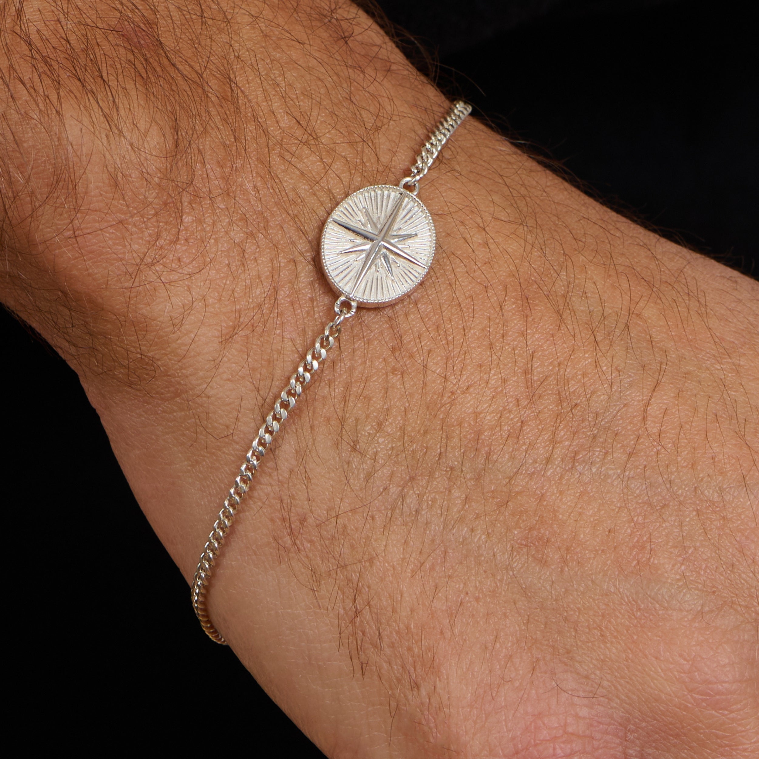 Diego Pole Star Silver Men Bracelet