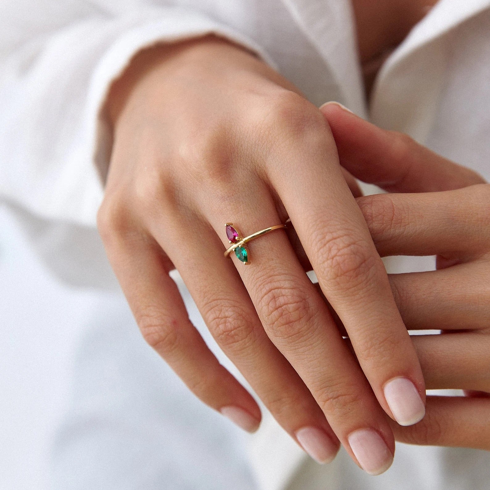 Double Birthstone Ring - ARTSY SILVER