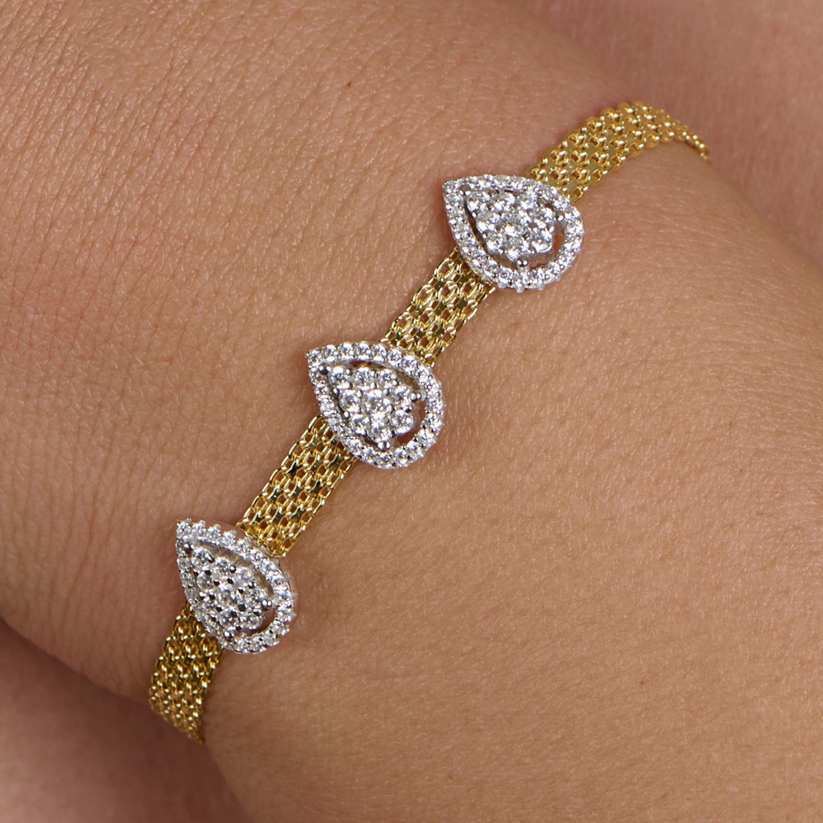 925 Sterling Silver with 18K Gold Plating Bracelet white Zircon for woman's I ARSTY SILVER