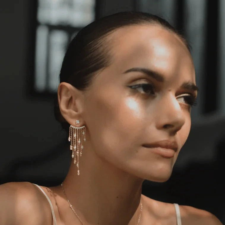 Chandelier Gold Plating Ear Jacket - ARTSY SILVER