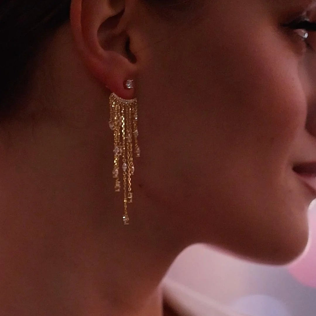 Chandelier Gold Plating Ear Jacket - ARTSY SILVER