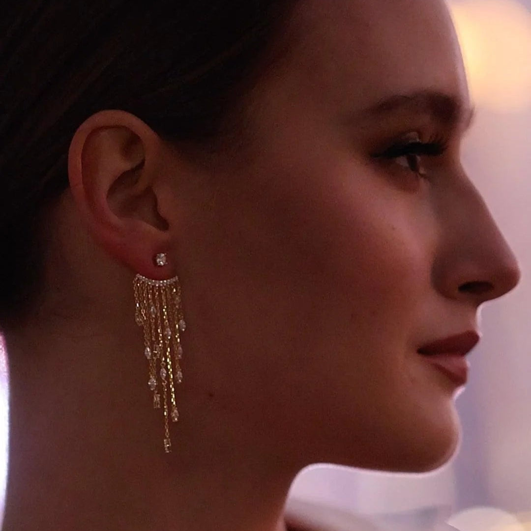 Chandelier Gold Plating Ear Jacket - ARTSY SILVER