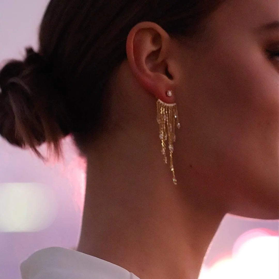 Chandelier Gold Plating Ear Jacket - ARTSY SILVER