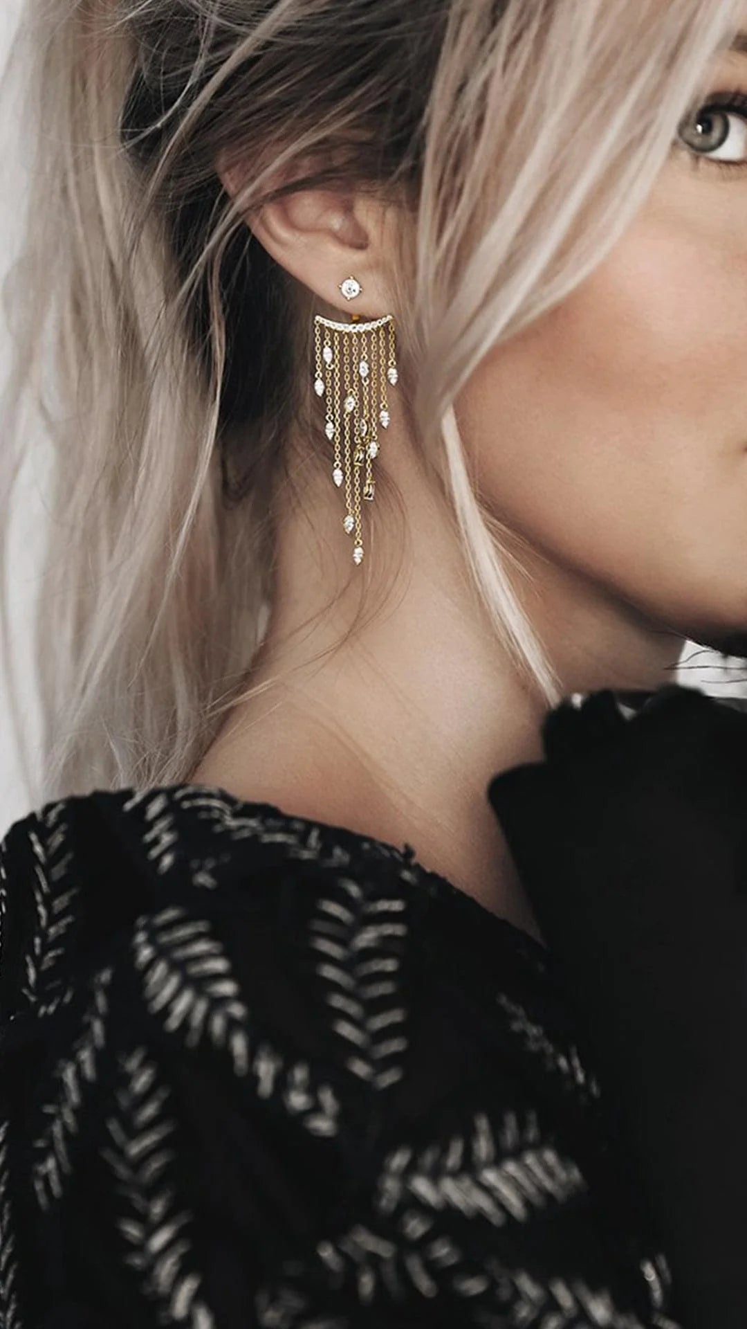 Chandelier Gold Plating Ear Jacket - ARTSY SILVER