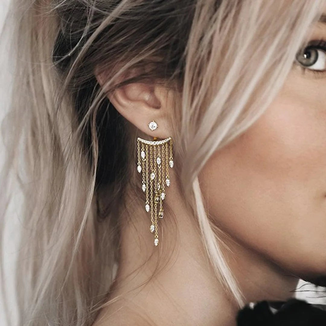Chandelier Gold Plating Ear Jacket - ARTSY SILVER