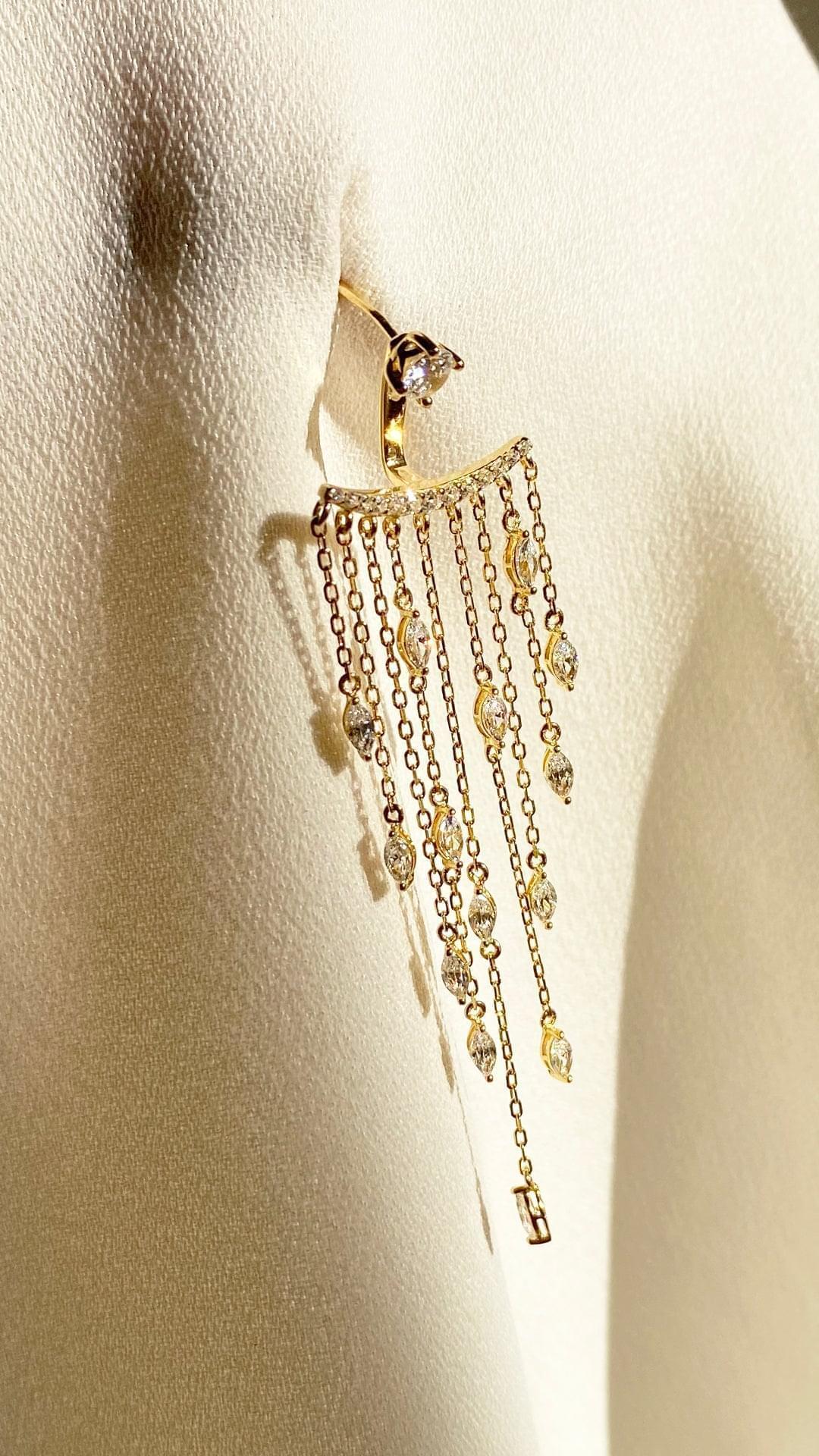 Chandelier Gold Plating Ear Jacket - ARTSY SILVER