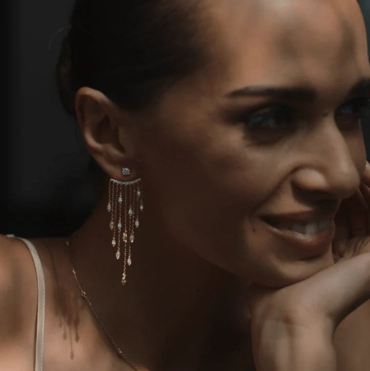 Chandelier Gold Plating Ear Jacket - ARTSY SILVER