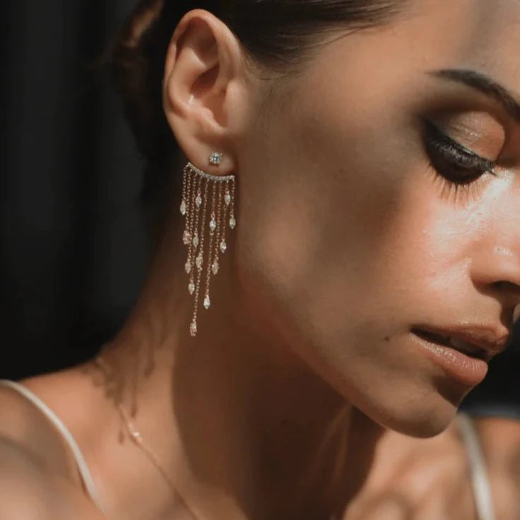 Chandelier Gold Plating Ear Jacket - ARTSY SILVER